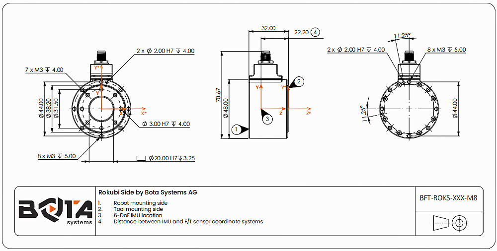 Rokubi6传感器侧面连接器配置图