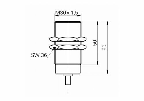 IWRM 30U9501 电感式测距传感器的尺寸图