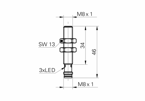 IFRM 08P17A1/S35L 电感式接近开关的尺寸图