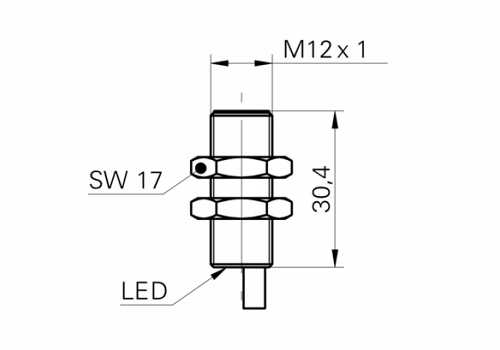 IFRM 12N1701/L 电感式接近开关的尺寸图