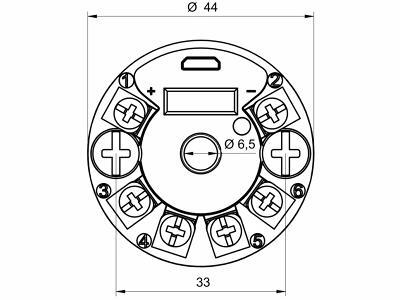 FlexTop 2222-0002.0 温度变送器的正视图