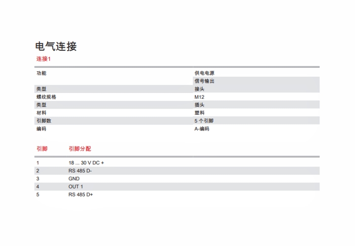 ODS9L2.8/LQZ-450-M12 传感器的电气连接图