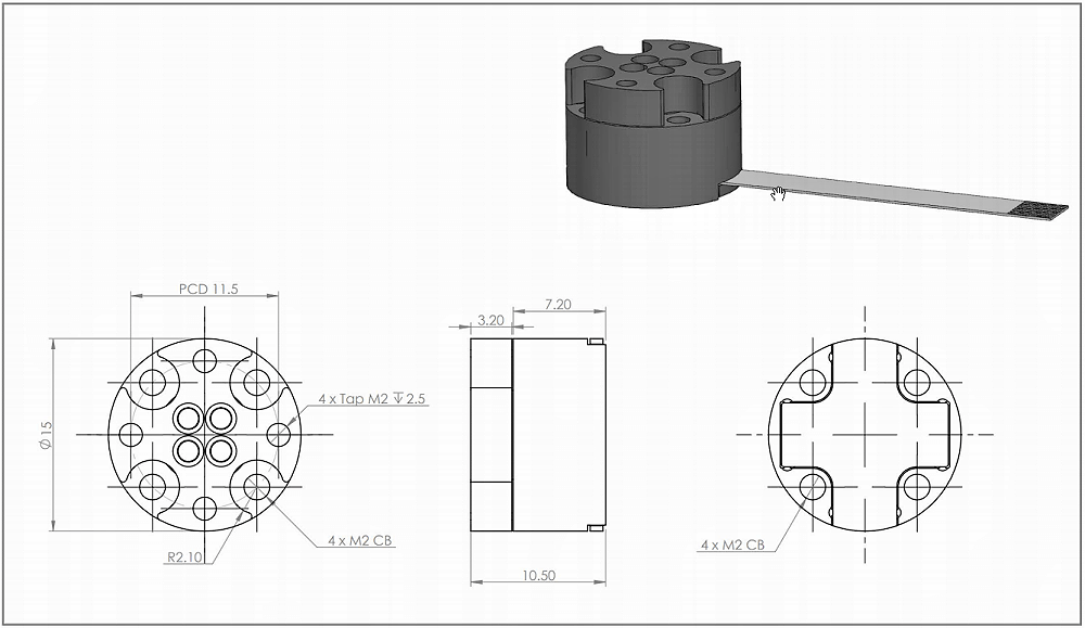 AFT20-D15微型六轴力扭矩传感器设计图纸 AFT20-D15微型六轴力扭矩传感器设计图纸