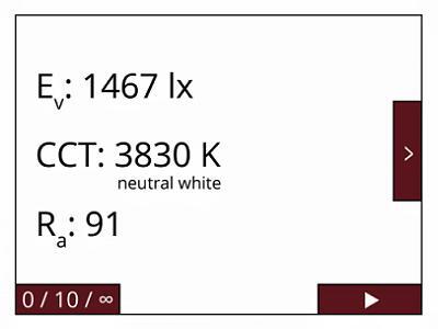 MSC15 显示明视照度、CCT 和显色指数 Ra。 MSC15 显示明视照度、CCT 和显色指数 Ra。