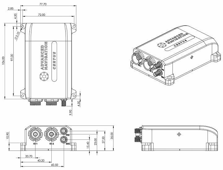 Certus 惯性导航系统传感器尺寸 Certus 惯性导航系统传感器尺寸