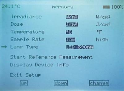 Cure-Met 直观显示设置和选择待测光源 Cure-Met 直观显示设置和选择待测光源