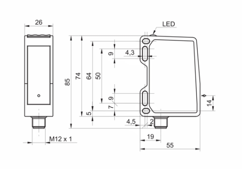 OM70-P0070.HH0048.VI 测距传感器尺寸图 OM70-P0070.HH0048.VI 测距传感器尺寸图