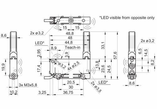 UNDK 09U6914/D1 测距传感器的尺寸图 UNDK 09U6914/D1 测距传感器的尺寸图