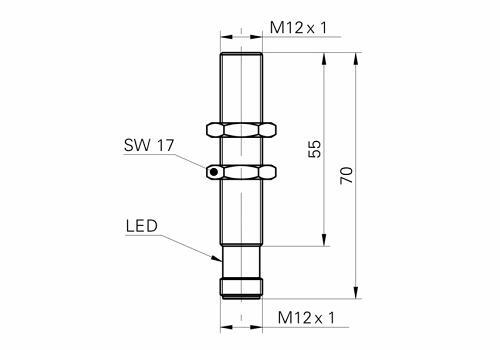 UNAM 12I9912/S14 超声波测距传感器的尺寸图 UNAM 12I9912/S14 超声波测距传感器的尺寸图