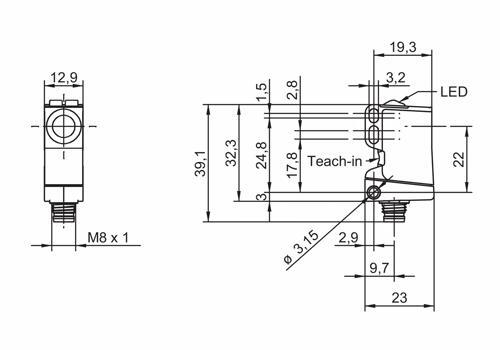 U300.D50-DPMJ.72N 超声波测距传感器的尺寸图 U300.D50-DPMJ.72N 超声波测距传感器的尺寸图