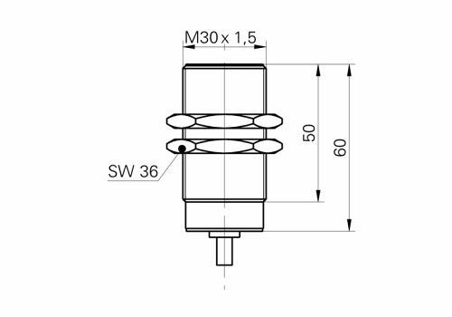 IWRM 30I9501 电感式测距传感器的尺寸图 IWRM 30I9501 电感式测距传感器的尺寸图