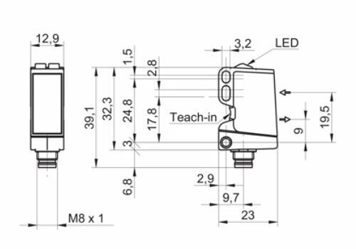 O300.GP-PV1T.72N 漫反射式传感器的尺寸图 O300.GP-PV1T.72N 漫反射式传感器的尺寸图