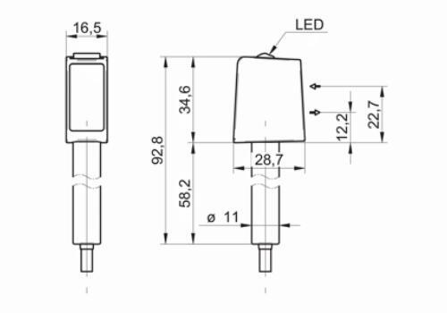 O300H.GL-GW1J.PVCV 传感器的尺寸图 O300H.GL-GW1J.PVCV 传感器的尺寸图