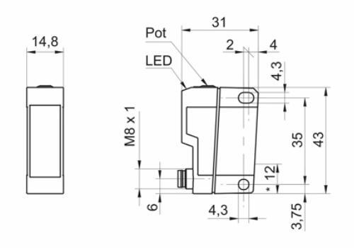 FHDK 14P5104/S35A 传感器的尺寸图 FHDK 14P5104/S35A 传感器的尺寸图