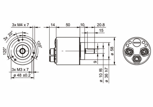 EAM580-SC0.7YPT.14160.A 绝对值编码器的尺寸图 EAM580-SC0.7YPT.14160.A 绝对值编码器的尺寸图